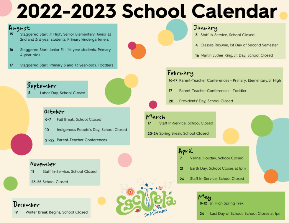 school calendar Archives • Escuela del Sol Montessori